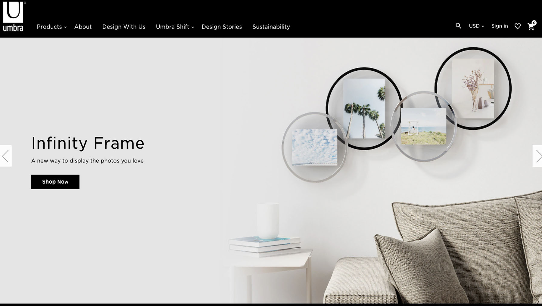 Simple Copy of Umbra - minimalistic interior design eCommerce platform 