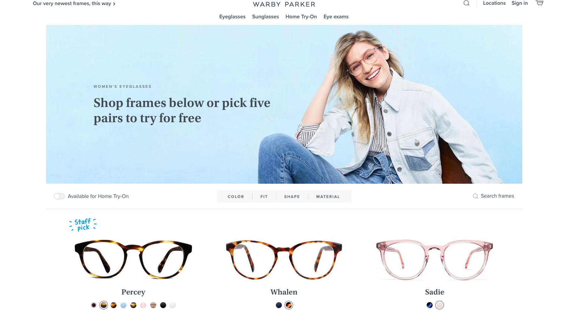Top eCommerce site with excellent service - Warby Parker